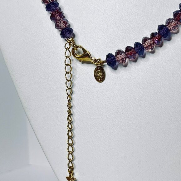 Kirks Folly Dream Angel Purple Crystal Beaded Bib Necklace (5992) - Picture 8 of 11